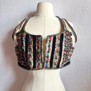 Romanian Women's Traditional Embroidered Sheepskin Folk Vest